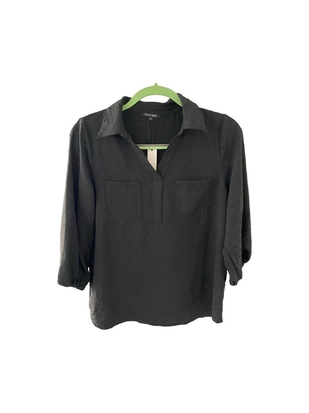 Papermoon Marlowe Black Clip Dot Pullover Blouse Top NWT Size S